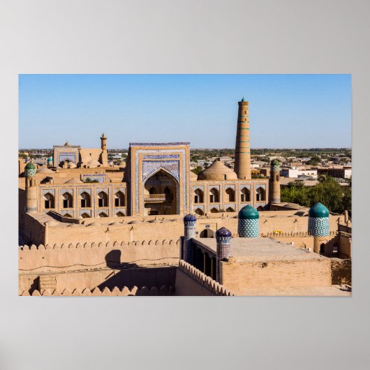Gezicht op Citadel Kunya-ark - Khiva, Oezbekistan Poster (Voorkant)