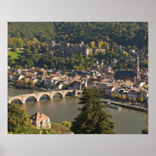Gezicht op de Alte Brucke of Oude Brug Poster