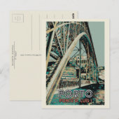 Gezicht op de D. Luis-brug illustratie Porto Portu Briefkaart (Voorkant / Achterkant)