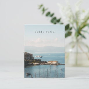 Gezicht op de haven van Corfu-stad Briefkaart