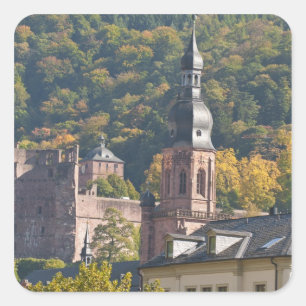 Gezicht op de oude binnenstad van Heidelberg Vierkante Sticker