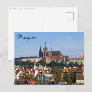 Gezicht op de oude stad en de Praagse burcht, Tsje Briefkaart