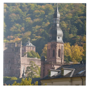 Gezicht op de oude stad van Heidelberg Tegeltje