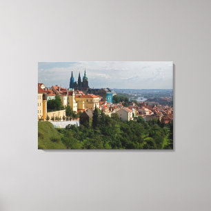 Gezicht op de Sint-Vituskathedraal, Praag, Tsjechi Canvas Afdruk
