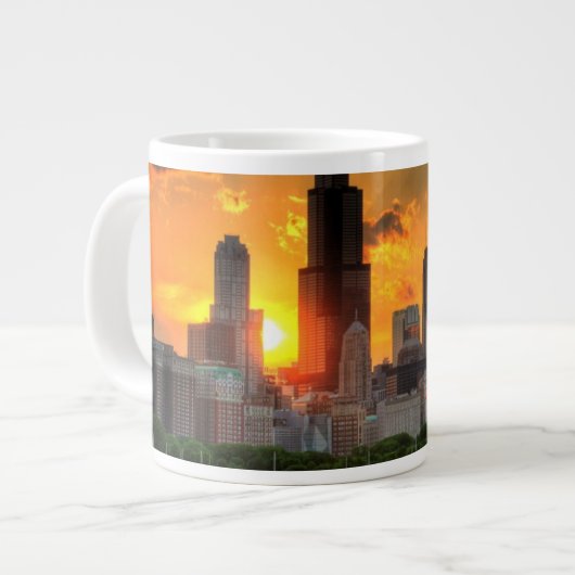 Gezicht op de skyline van Chicago vanuit Adler Grote Koffiekop (Links)