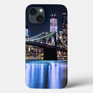 Gezicht op de weerspiegeling van de Brooklyn Bridg iPhone 13 Hoesje