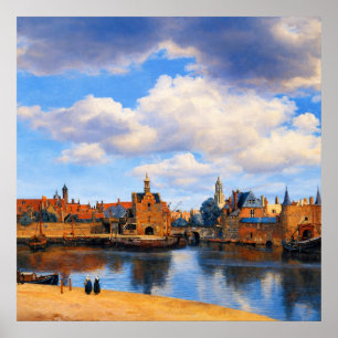 Gezicht op Delft door Johannes Vermeer Poster