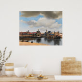 Gezicht op Delft Vermeer Poster (Keuken)