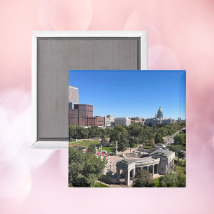 Gezicht op Denver Skyline met State Capitol Magneet