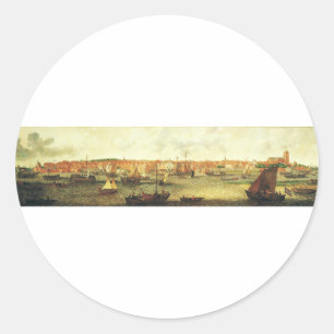 Gezicht op Dordrecht vanuit het noorden door Adam  Ronde Sticker