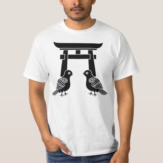 Gezicht op duiven en Torii T-shirt (Voorkant)