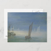 Gezicht op een dorp aan een rivier briefkaart (Voorkant / Achterkant)