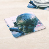 Gezicht op een engel - Bronze Statue Onderzetter (Schuin)