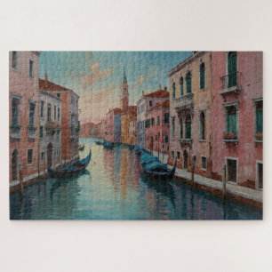 Gezicht op een gracht in Venetië Legpuzzel