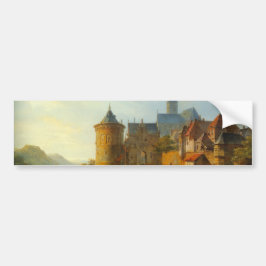 Gezicht op een Nederlandse stad langs de Rijn Bumpersticker