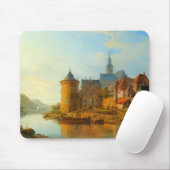 Gezicht op een Nederlandse stad langs de Rijn Muismat (Met muis)