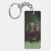 Gezicht op gevlekte dachshund sleutelhanger (Voorkant Links)