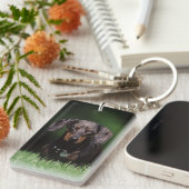 Gezicht op gevlekte dachshund sleutelhanger (Voorkant Rechts)