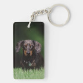 Gezicht op gevlekte dachshund sleutelhanger (achterkant)
