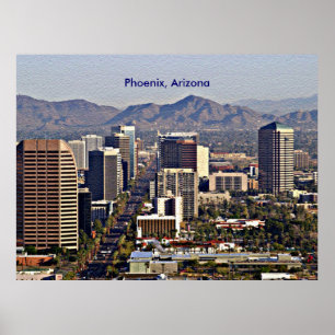 Gezicht op het centrum van Phoenix, Arizona Poster