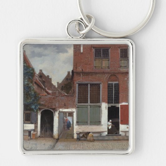 Gezicht op huizen in Delft Het Straatje Sleutelhanger (Voorkant)