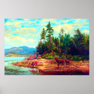 Gezicht op Long Lake Arthur Fitzwilliam Tait 1882 Poster