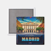 🧲 Gezicht op Madrid Vakantieherinnering Spanje 🌇 Magneet (Voorkant / Achterkant)