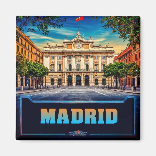 🧲 Gezicht op Madrid Vakantieherinnering Spanje 🌇 Magneet (Voorkant)