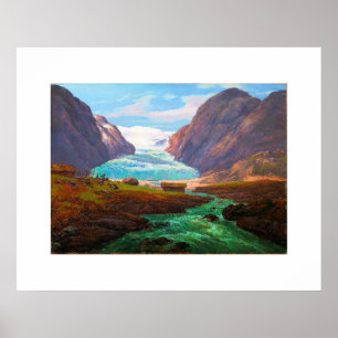 Gezicht op Nigardsbreen in Jostedalen 1847 J.C.C.  Poster