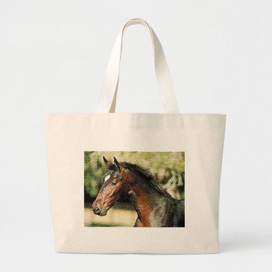 Gezicht op paardenmozaïekTegels Grote Tote Bag (Voorkant)