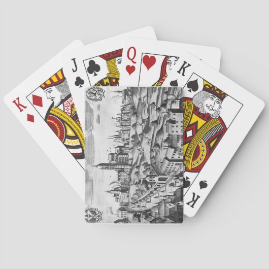 Gezicht op Praag met het Keizerlijk Paleis en de Pokerkaarten (Achterkant)