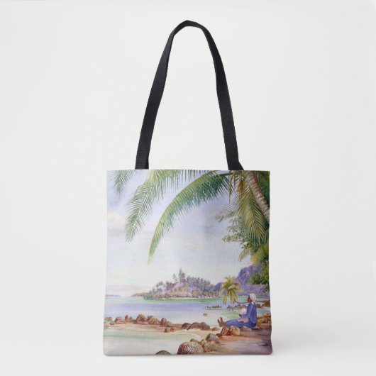 Gezicht op Round Island, schilderij van Marianne N Tote Bag (Voorkant)