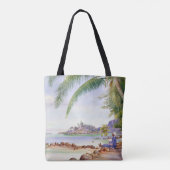 Gezicht op Round Island, schilderij van Marianne N Tote Bag (Achterkant)