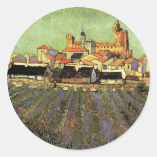 Gezicht op Saintes Maries door Vincent van Gogh Ronde Sticker