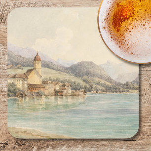 Gezicht op St. Wolfgang aan de Wolfgangsee Carl La Bier Onderzetter