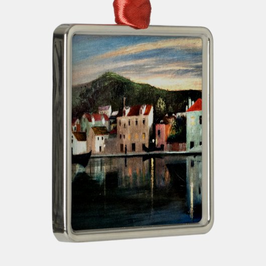 Gezicht op Trogir bij zonsondergang - Tivadar Kosz Metalen Ornament (Rechts)