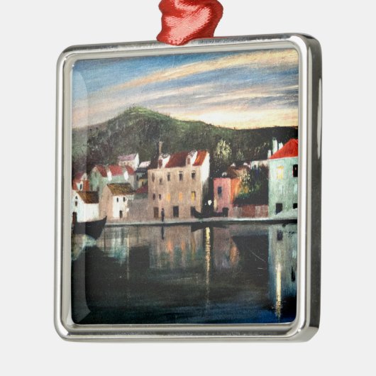 Gezicht op Trogir bij zonsondergang - Tivadar Kosz Metalen Ornament (Links)