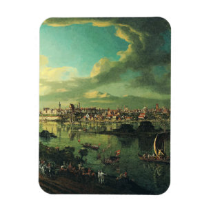 Gezicht op Warschau vanuit Praga door Bernardo Bel Magneet