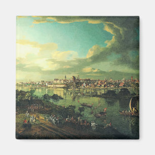 Gezicht op Warschau vanuit Praga door Bernardo Bel Magneet