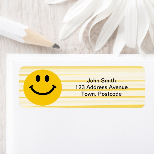 Gezicht op zonnige gele strepen etiket (Insitu)