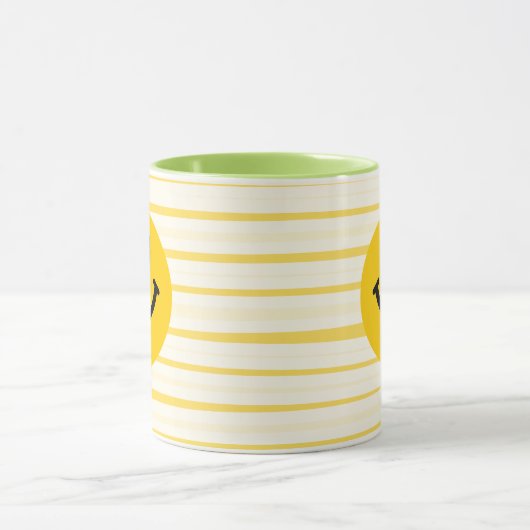 Gezicht op zonnige gele strepen mok (Midden)