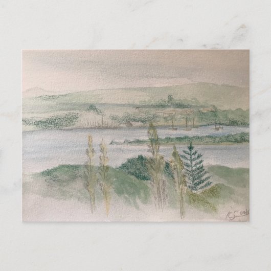 Gezicht over de rivier briefkaart (Voorkant)