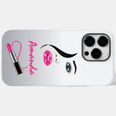 Gezicht roze lippenstift kus spiegel koele make-up Case-Mate iPhone case (Achterkant (horizontaal))