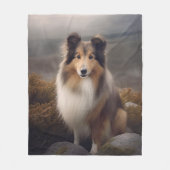 Gezicht Sheltie Fleece Deken (Voorkant)