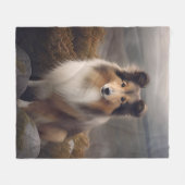 Gezicht Sheltie Fleece Deken (Voorkant (Horizontaal))