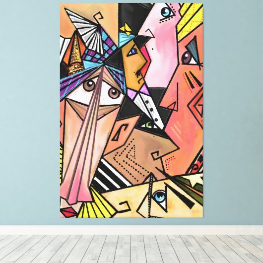 Gezicht stemmingen Canvas Kubisme Portret - Schild (Insitu (Houten vloer))