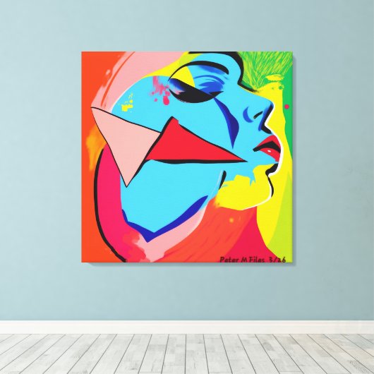 Gezicht uitgerekt canvas Print (Insitu (Houten vloer))