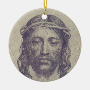 Gezicht van Christus op de sluier van de heilige V Keramisch Ornament