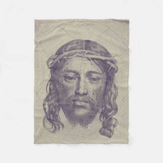 Gezicht van Christus op St. Veronica's Veil Heilig Fleece Deken (Voorkant)
