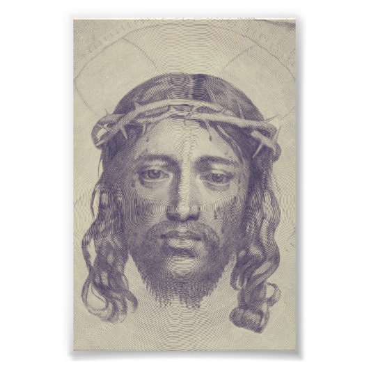 Gezicht van Christus op St. Veronica's Veil Heilig Foto Afdruk (Voorkant)